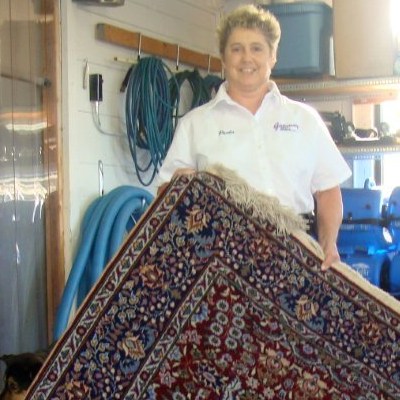 Paula Gates and a rug she