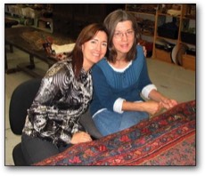 Lisa and her mom in the rug shop