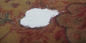 Using corn starch to absorb rug stains